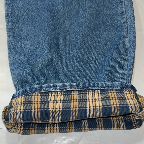 L.L. Bean plaid flannel lined Blue JEANS,  warm Denim Relaxed Fit, mens size 40 - Picture 8 of 16